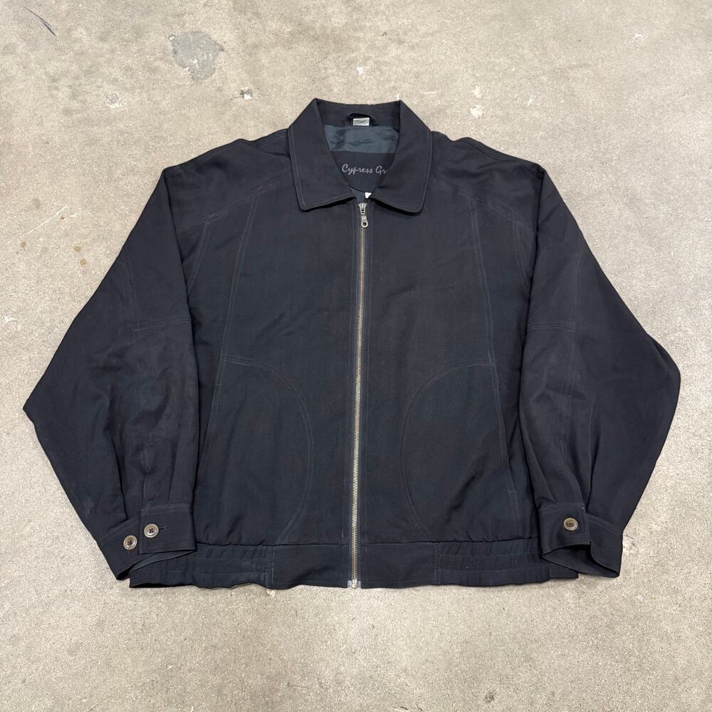 Vintage Cypress Grove Full Zip Harrington Silk Black Jacket XL Men